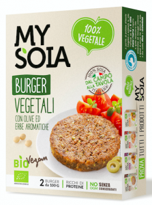 BURGER VEGETALI CON OLIVE (VEGETARIAN ORGANIC BURGER WITH OLIVES AND AROMATIC HERBS)